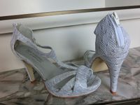 Schuhe-Sandalette-Sandale-High-Heels 36 silber, grau, neu Bonprix Bayern - Helmbrechts Vorschau