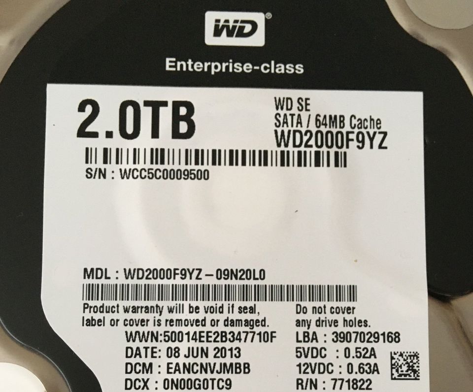 8TB 4x2TB SATA HDDs 3.5" Seagate Constel., WD Enter., 2xWD Caviar in Herne