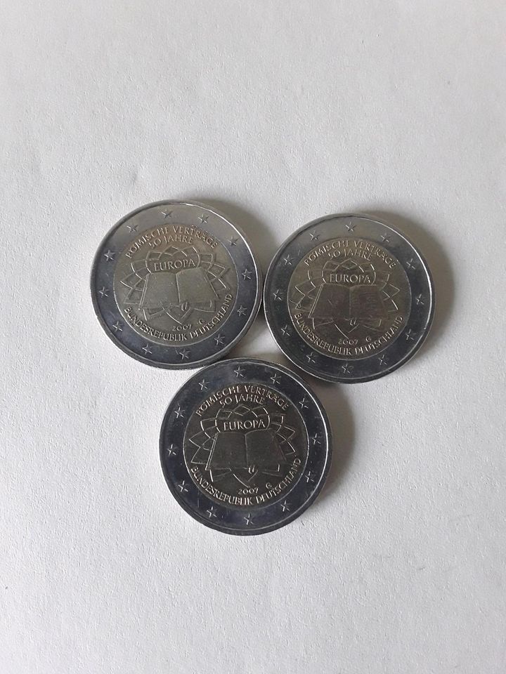 3 x 2 Euro Gedenkmünzen Deutschland 2007 in Mülheim (Ruhr)