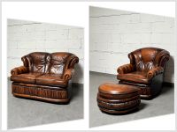 Antik Chesterfield Ledersofa Couch Ohrensessel Hocker Art Deco Nordrhein-Westfalen - Mönchengladbach Vorschau