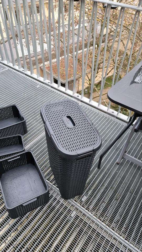 Curver 8-teilig, Rattan-Optik, Aufbewahrungsboxen +Wäschebox in Würzburg