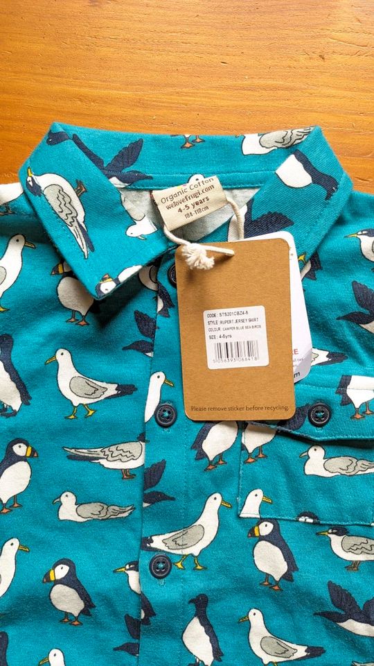 Neu - Frugi Hemd mit Möwen und Puffins - Bio Bw 104-110 in Meesiger