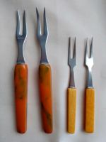 4 Vorlegegabeln/ Bakelit Vintage DDR Orange-Gelb Leuna - Spergau Vorschau