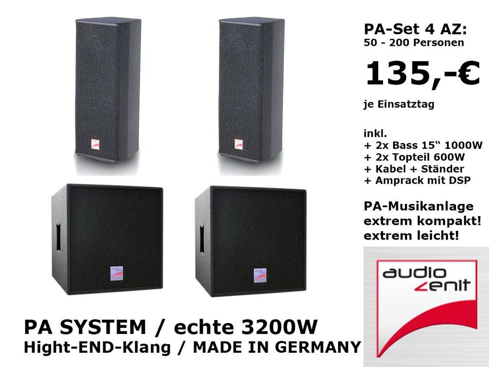 PA- VERLEIH: PA-SET 3 XS (made in germany / Musikanlagen / Soundboks / PA-Anlagen / PA-System / Soundsystem / Tontechnik / Pioneer DJ Controller XDJ CDJ NEXUS / Funkmikrofon Funkstrecke  /MIETEN RENT in Berlin