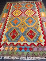 Afghan Kelim 154x108 Kilim Teppich rug carpet gelb grün geo Berlin - Wilmersdorf Vorschau