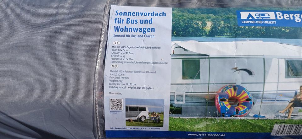 Berger Sonnenvordach für Bus und Wohnwagen 3 x 2,4 m in Königsbrunn