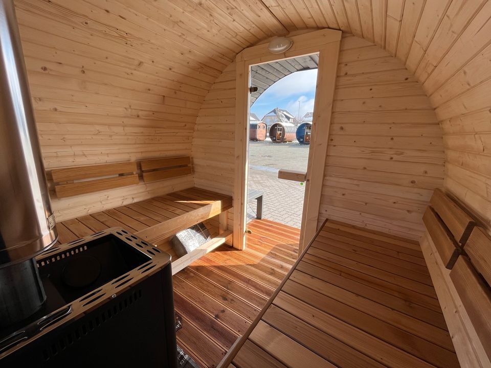 Fasssauna 3x2.37m BimSchV2 Gartensauna Fass Sauna Aussen Harvia in Stuhr