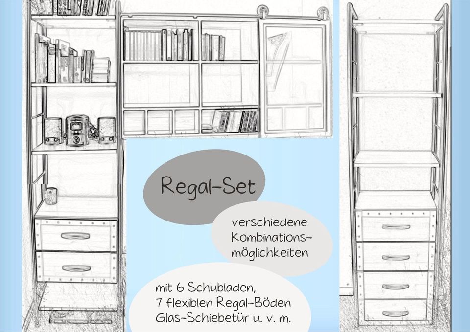 ☀️ SET Schrank Regal ☀️ Hochregal Schubladen Büro WG-Zimmer ua in Stuttgart