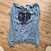 Shirt Tredy blau Glitzer Strass Pailetten 38 Hessen - Oberzent Vorschau
