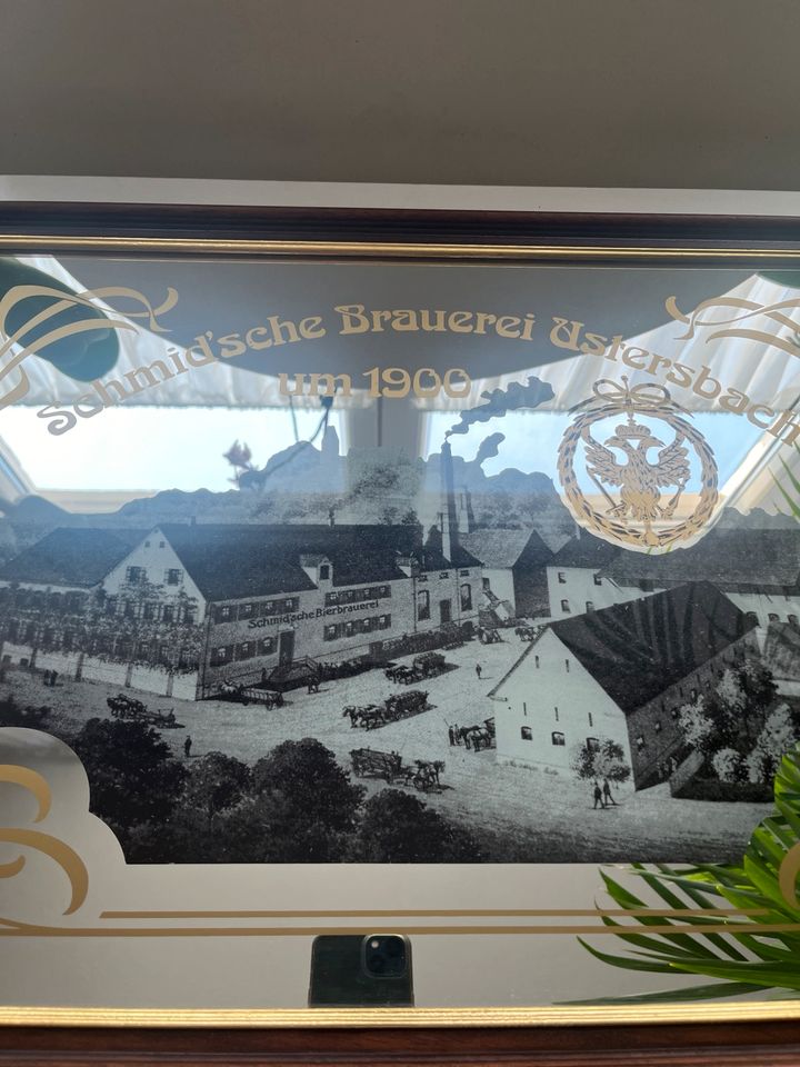 Brauereischild Glasschild Schmidsche Brauerei Ustersbach in Genderkingen