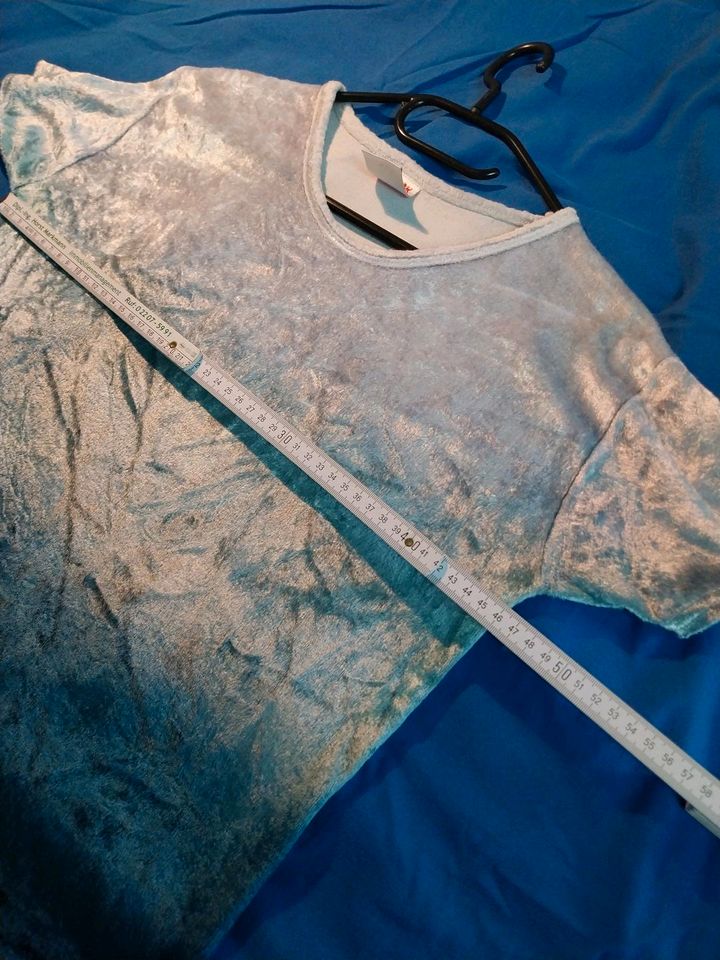 T-Shirt, Nicki-Velours-samtig, blauer Farbverlauf in Troisdorf