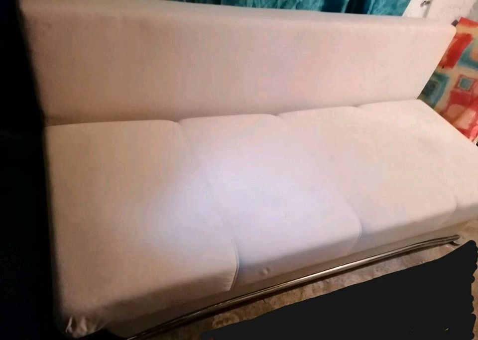 Couch Sofa, Bettkasten, Schlaffunktion, ausklappbar, beige in Rostock