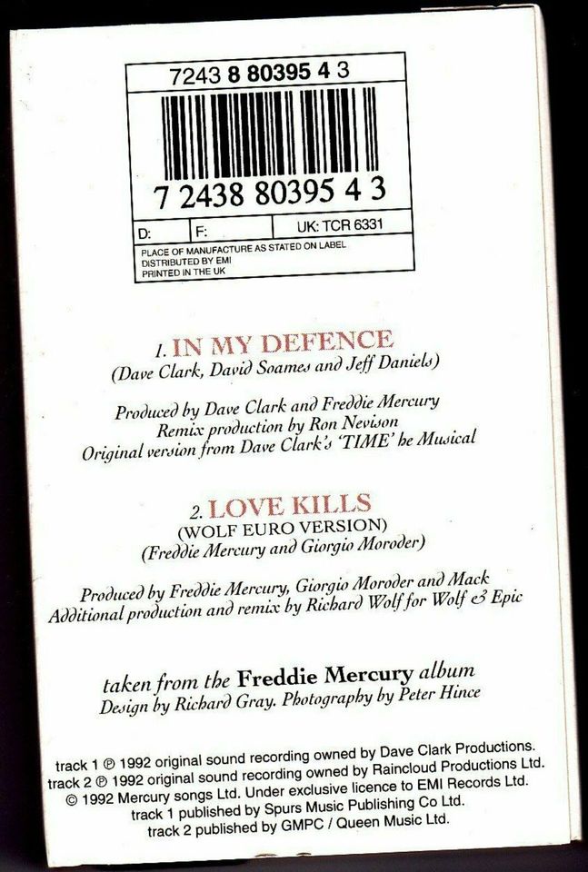 Freddie Mercury In My Defence [MC TAPE] Cassette Single Neu in Berlin