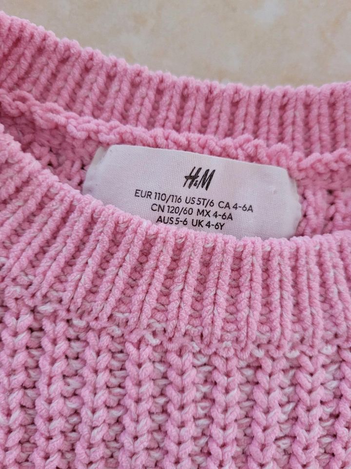 H&M Pullover Gr. 110-116 Strickpulli Chenille rosa Mädchen in Wetschen