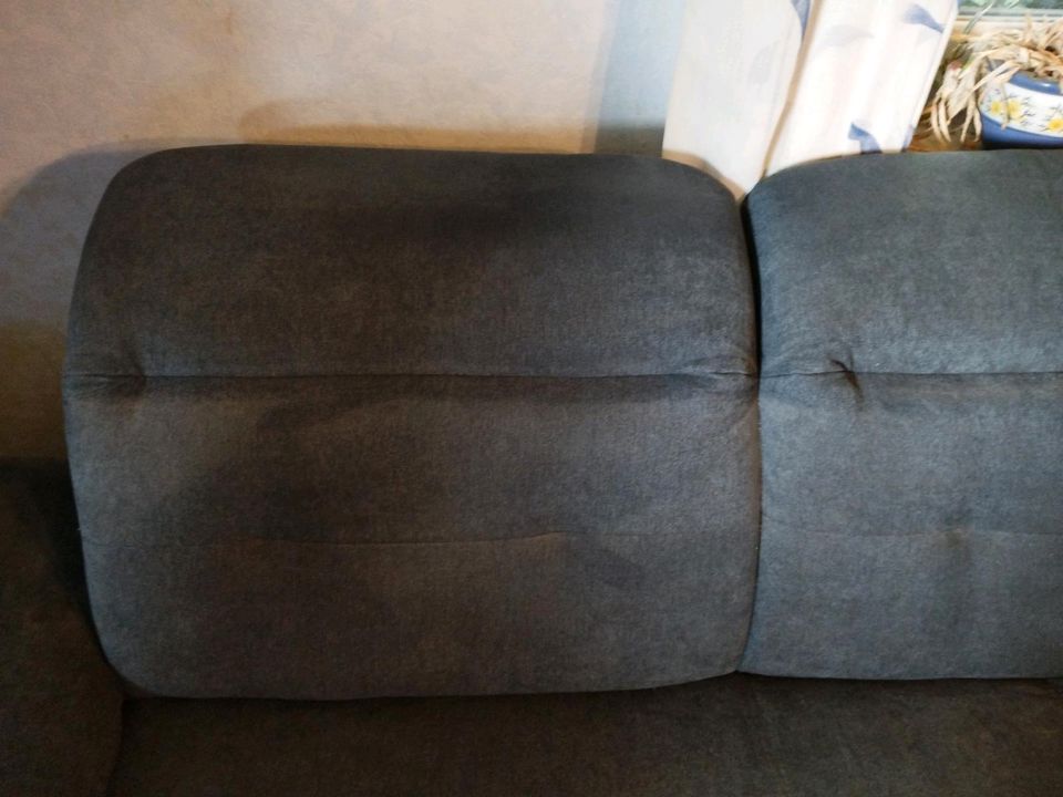Sofa, Couch, mit Bettfunktion und Ottomane mit Stauraum, blau in Bad Waldsee