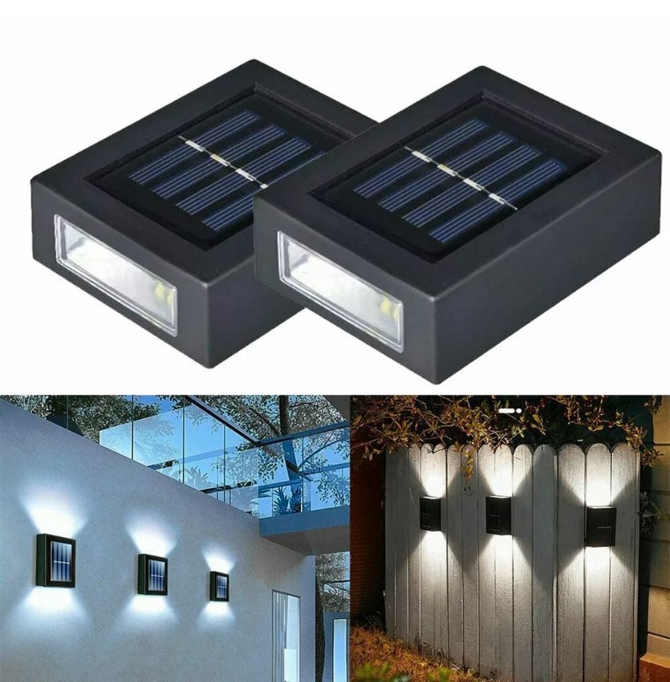 2x LED Solarleuchte Wandleuchte Zaunleuchte Garten Leuchte Außen in Bebra