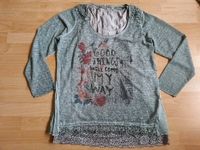 Tredy Langarm Shirt Bluse grau Print Steine Spitze Gr. 46 Niedersachsen - Wilhelmshaven Vorschau