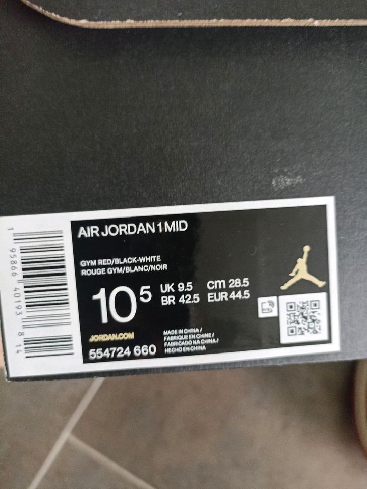 Nike Jordan 1 MID Gr 44,5 super Zustand, kurz getragen und zu kle in Satow
