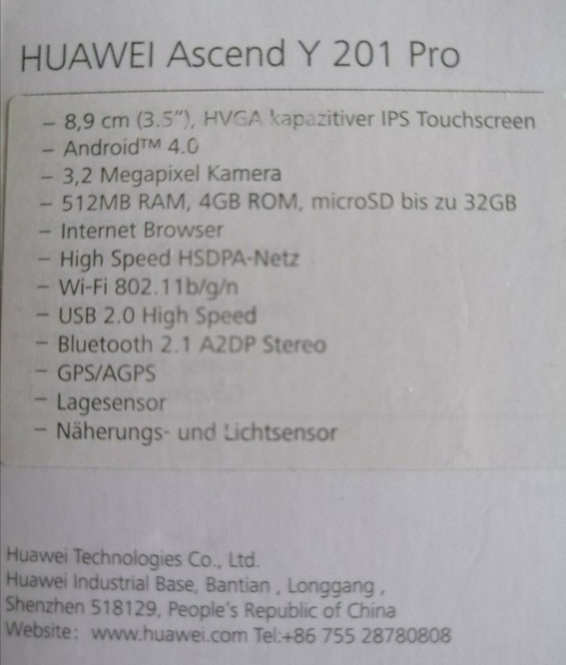 Huawei Ascend Y 201 Pro Smartphone 3,5 Zoll in Esslingen