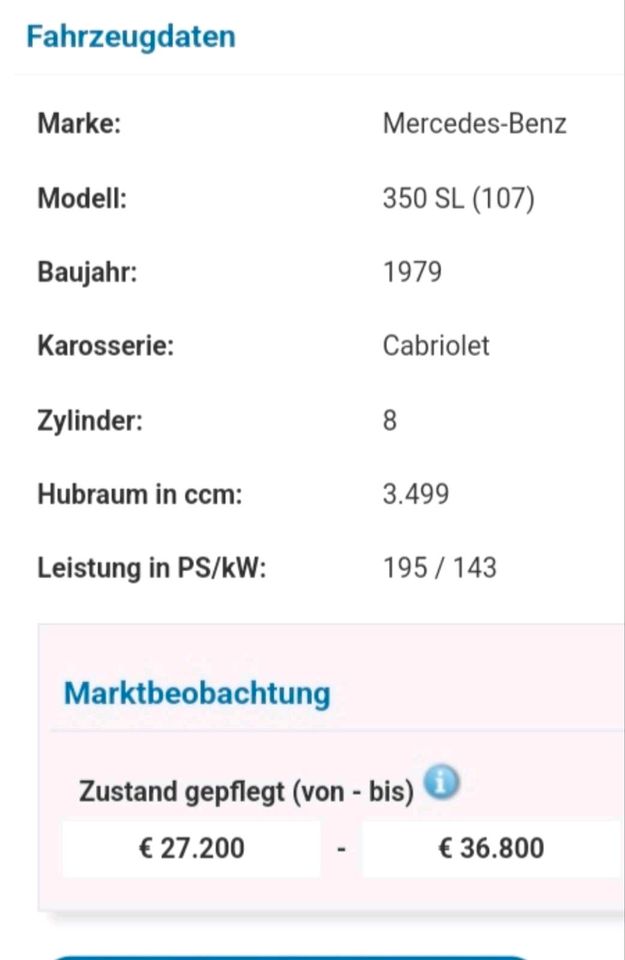 Mercedes-Benz 350SL H-Kennzeichen Deutsches Fahrzeug in Neukirchen-Vluyn