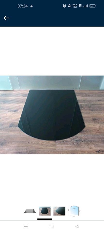 Segmentbogen 120x130cm Glas schwarz Funkenschutzplatte Kaminboden in Schmoelln