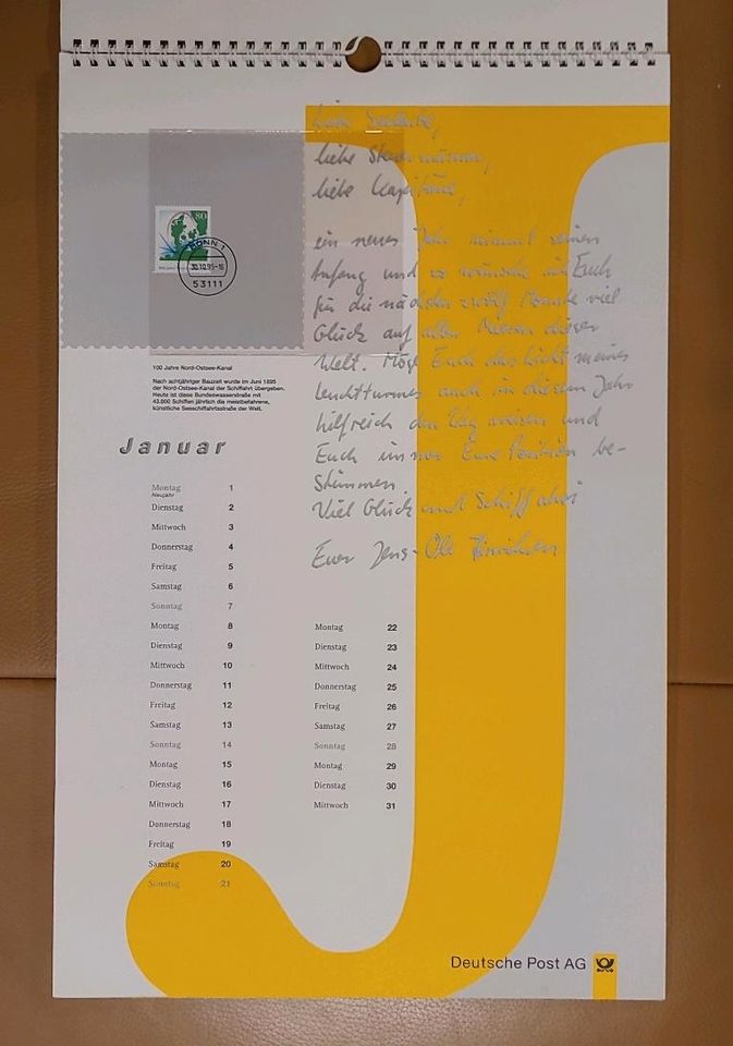 Briefmarkenkalender 1996 Deutsche Post AG in Köln