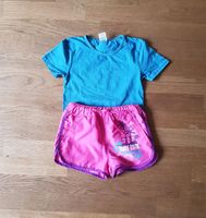 blaues T-Shirt + pinker Shorts kurze Hose Größe 122 128 Köln - Widdersdorf Vorschau