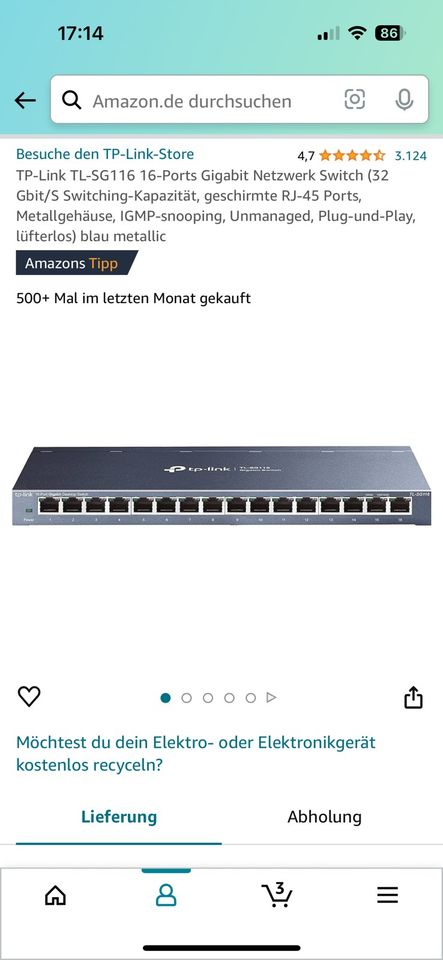 TP-Link TL-SG116 16-Ports Gigabit Netzwerk Switch in Abstatt