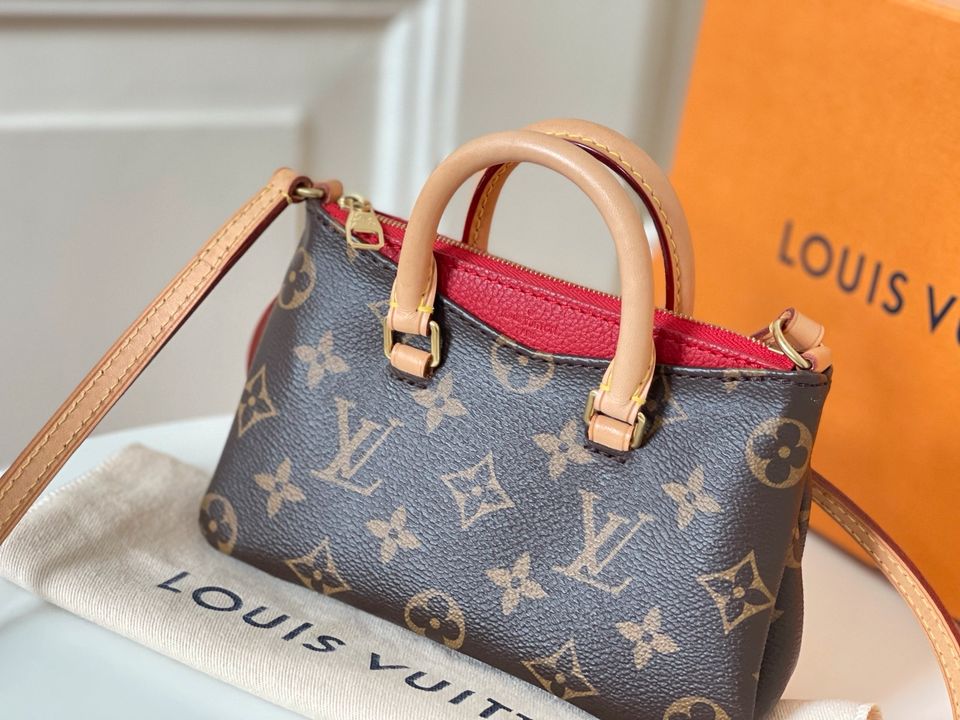 LOUIS VUITTON Nano Pallas Monogram Canvas Cerise Rot in Gießen