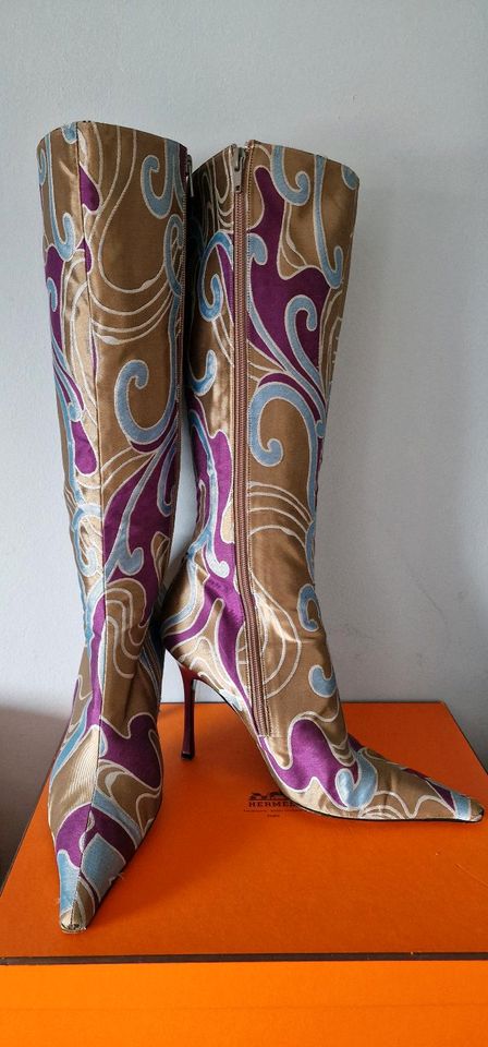 ❤️ CLAUDIO MERAZZI COUTURE Stiefel Vintage Leder Seide  Heels in München