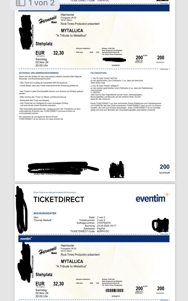 2x Tickets My'tallica in Bonn in Bergheim