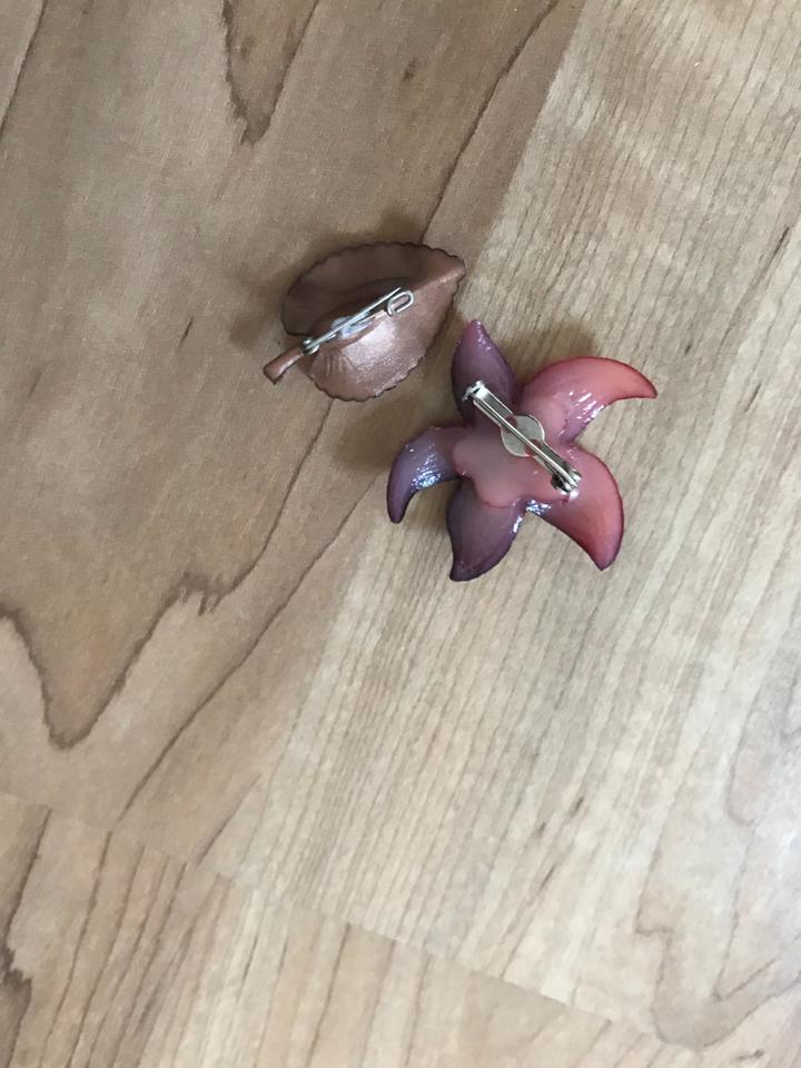 2 x Brosche_Anstecknadel_Anstecker_rot * Blatt_Blume_Blüte in Gifhorn