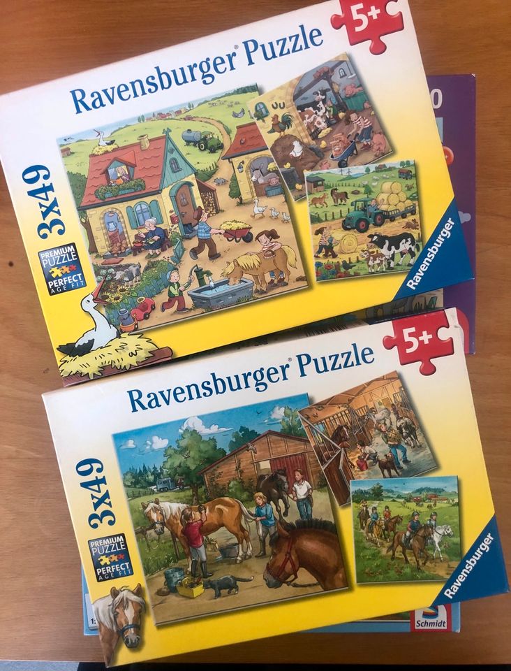 Puzzle 2 St. 3 x 49 und 100 und 60, Bauernhof, Pferde & die Maus in Berlin