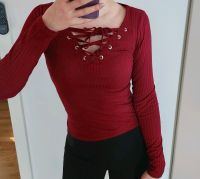 XS 34  XXS 32 Shirt Bordeaux Schnürung ♡ dunkelrot Schleife H&M Rheinland-Pfalz - Bingen Vorschau