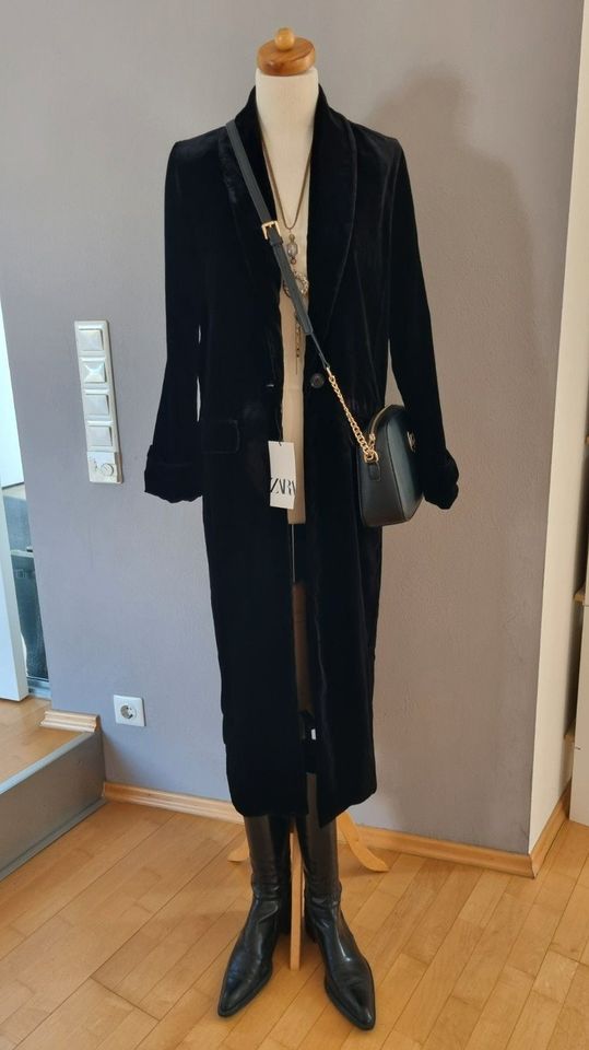 *ZARA* langer Samtmantel Mantel Samt Schwarz S 36 NP 119€ NEU! in Ingolstadt