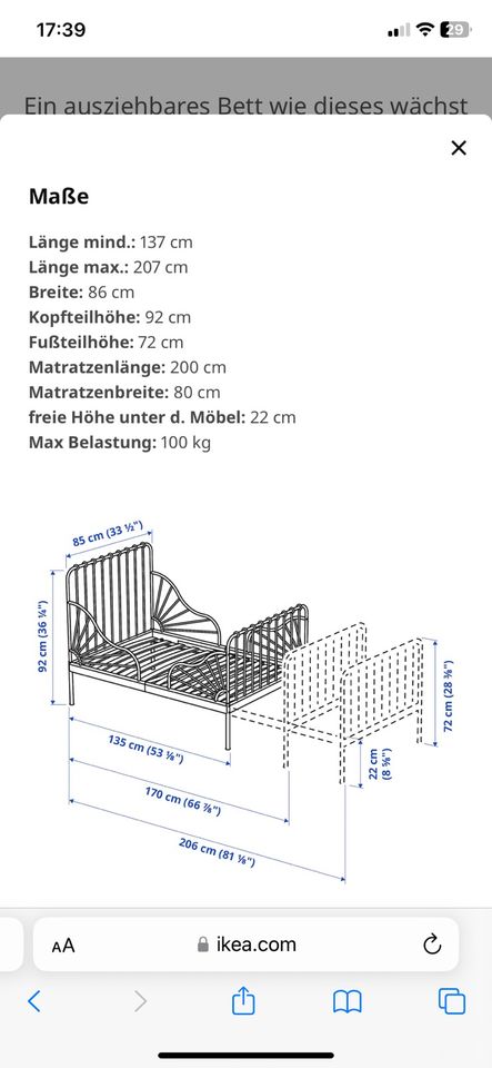 Ikea Minnen Kinderbett inkl. Lattenrost und Matratze in Frechen