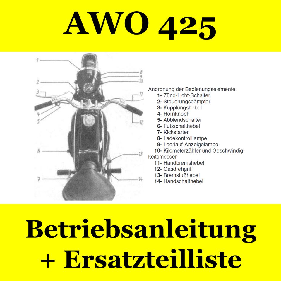 Simson AWO 425 Touren+Sport # Betriebsanleitung+Ersatzteilkatalog in Dresden