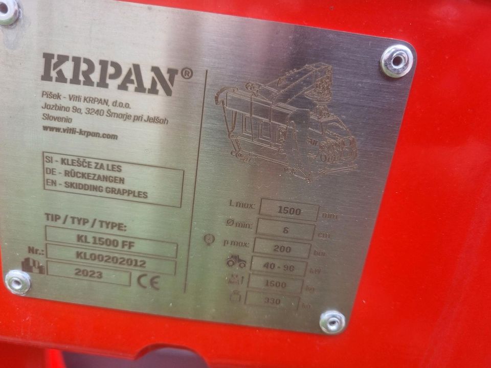 KRPAN KL 1500 FF Rückezange für Frontlader in Neumünster