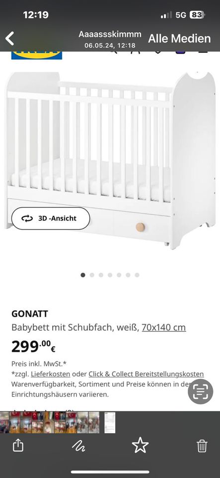 Kinderbett mit Matratze in Helmstadt-Bargen
