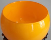 Glasschale mit Fuß, orange/braun, 18 cm hoch, aus Italien. Hessen - Biedenkopf Vorschau