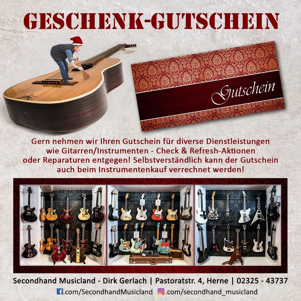 Gitarrenreparatur Pflege Umbau Service Geschenk Gutschein Gitarre in Herne