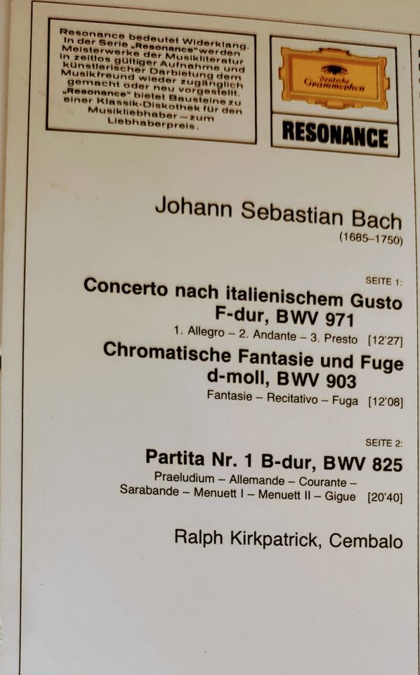 Ralph Kirkpatrick, Cembalo, spielt  J. S. Bach auf Vinyl-Lp in Bad Honnef