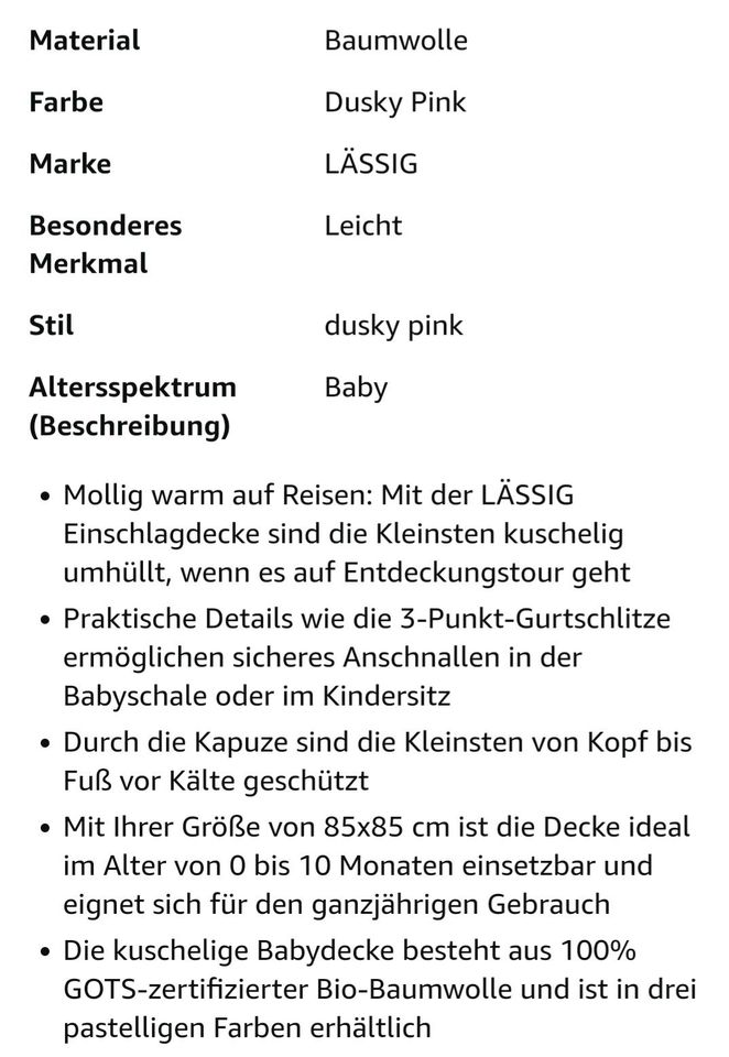 Einschlagdecke für Babyschale, dusty pink, LÄSSIG in Rüsselsheim