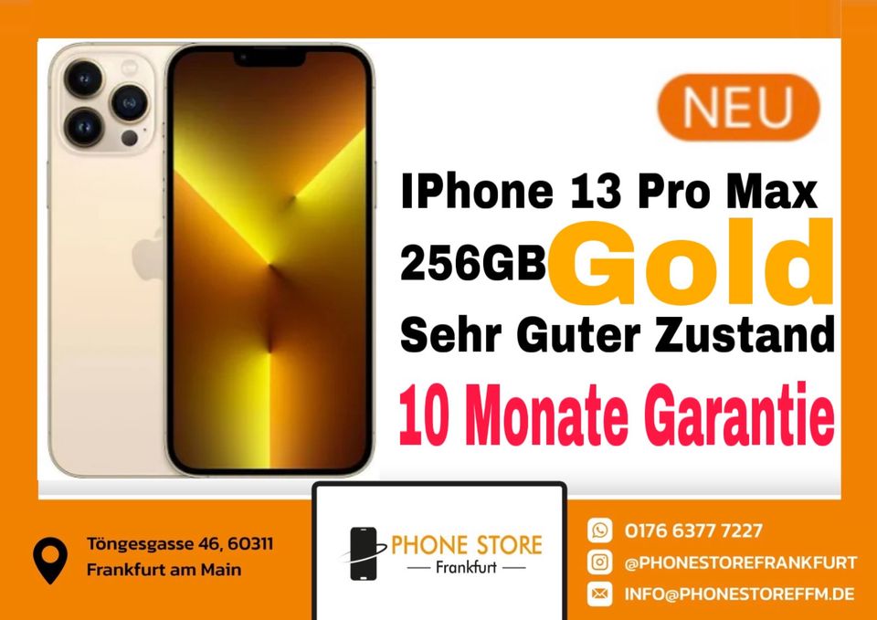 ✴️ iPhone 13 Pro Max / 256GB / Sehr Guter Zustand / Gold ✴️ in Frankfurt am Main