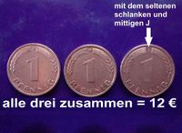 3x 1 PFENNIG von 1949, Jaeger Nr. 376, Prägeorte: D+F+ J = selten Niedersachsen - Hoyerhagen Vorschau