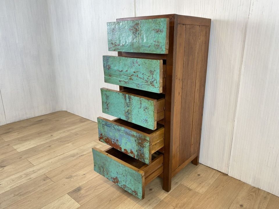 Boatwood by WMK # Hochwertige Schubladenkommode aus altem Bootsholz, ein handgefertigtes Unikat aus massivem Teakholz # Schrank Kommode Wäschekommode Board Flurkommode Teak Upcycling in Berlin