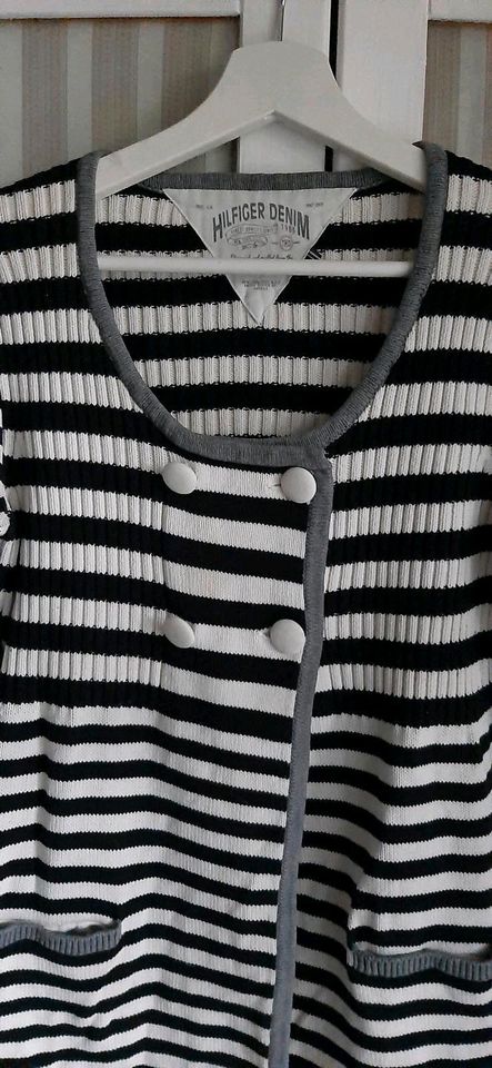 ❤ HILFIGER Strickjacke Pullover Jacke Gr.L 38  schwarz weiss in Oldenburg in Holstein