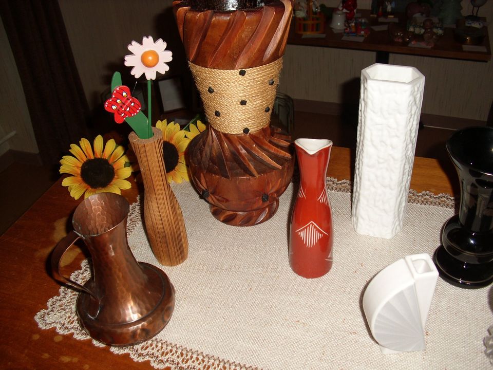 Vase Blumenvase Holzvase innen glasiert 31 cm hoch in Kirchhundem