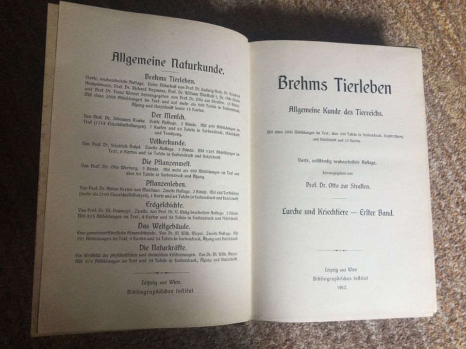 Brehms Tierleben Lurche u. Kriechtiere 1+2 Lexika Antik 1912+1913 in Olching