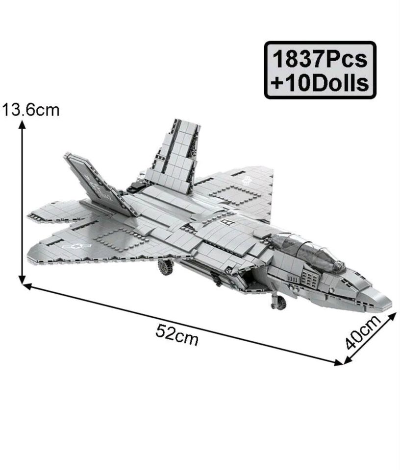 Klemmbausteine Kampfflugzeug Nachbau F22 Raptor über 1800 Teile in Striegistal